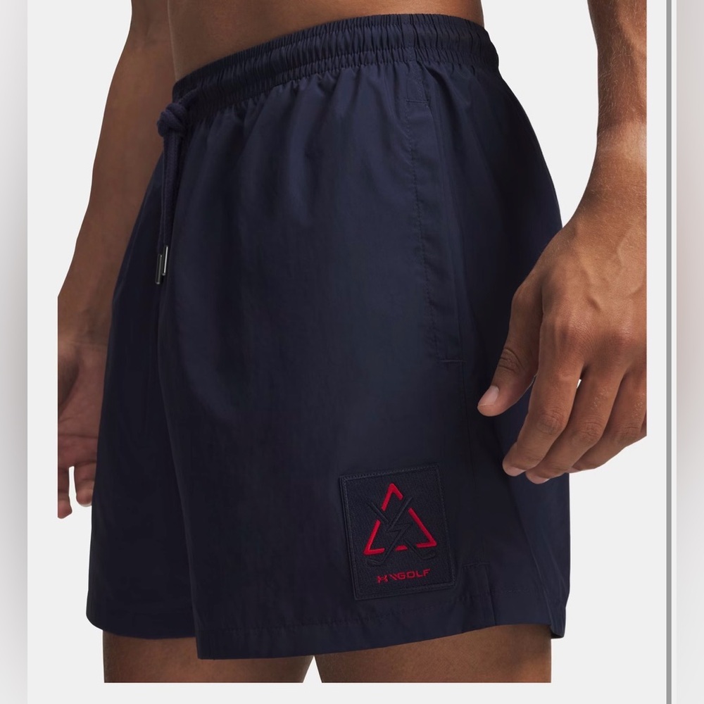 UA Warning Men's 5.75" Volley Shorts Midnight Navy / Red - 410 (Medium)